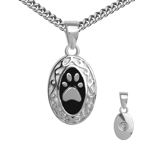 1500 Asche-Schmuck-Anhänger oval Pfote Bronze rhodiniert
