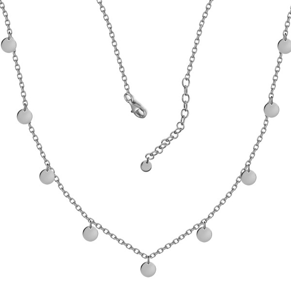 008980-201100-038--8980RH-38+5 Collier mit Plättchen 5,0 925/- rhodiniert