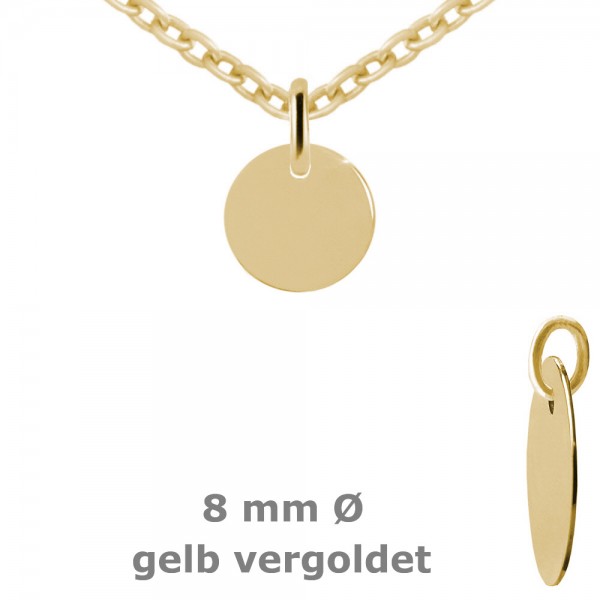 3700VG Anhänger Gravurplatte rund 0,8 925/- vergoldet