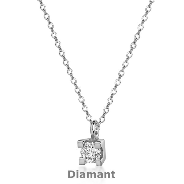 14020Wco Collier Quadrat Diamant 585/- WG