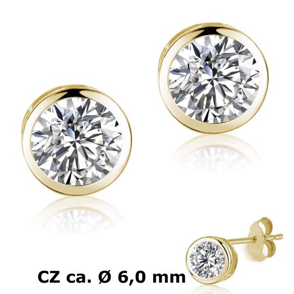 003443-230404--3443VG Ohrstecker (CZ ca. 6,0) 925/- 3/ooo vergoldet