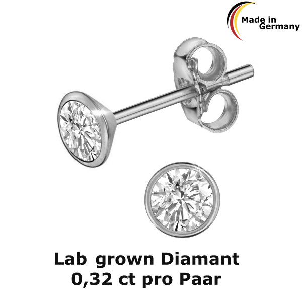2171WLab Kelchstecker Lab grown Diamant ca. 0,32ct 585/- WG