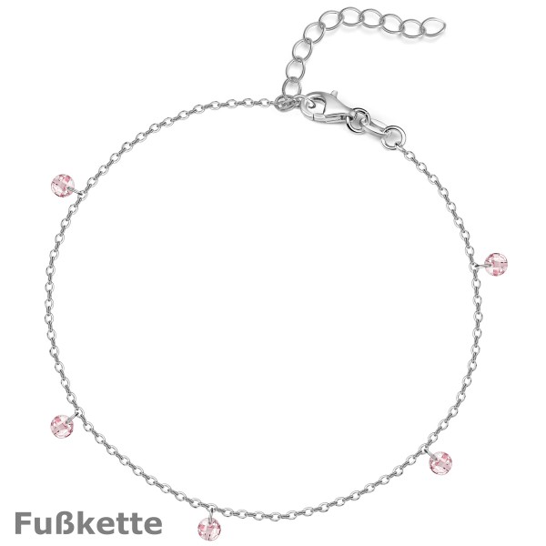 009864-201906-24--9864FKpi-24+4 Fußkette Kristallsteine pink 925/-