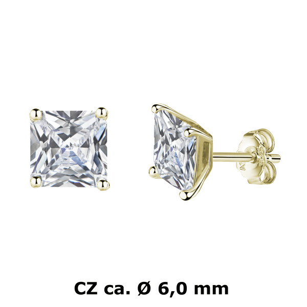 003427-230404--3427VG Ohrstecker Carre 6,0 925/- gelb vergoldet