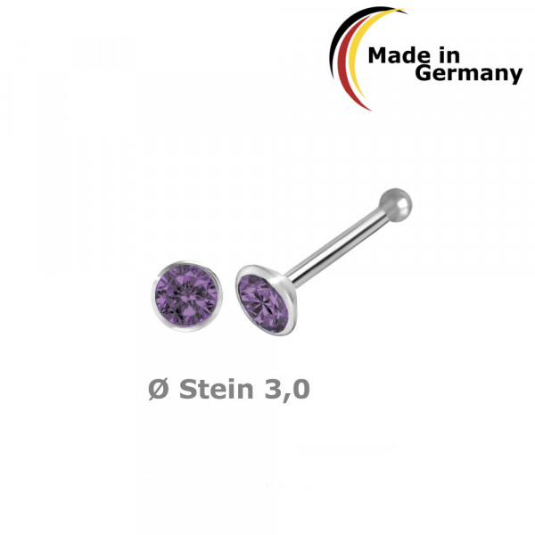 5375Kam nose stud CZ 3,0 925/-