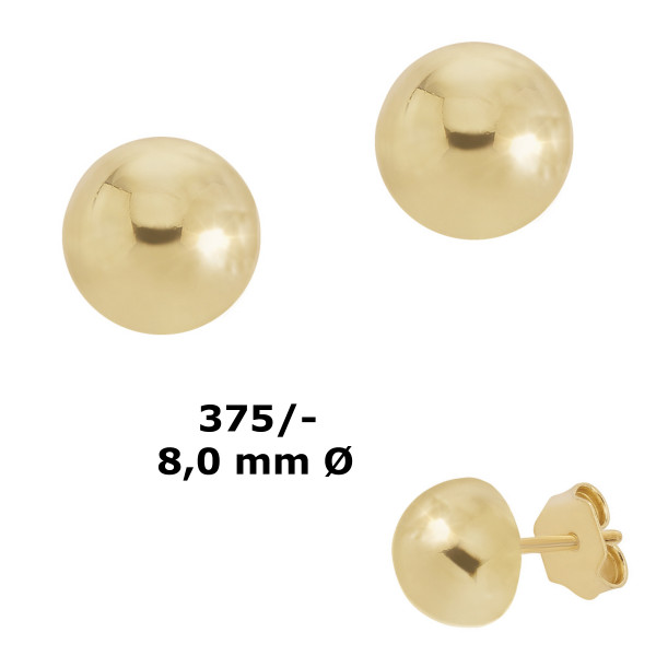 006605-390400--6605 Ohrstecker Motiv Halbkugel 375/-