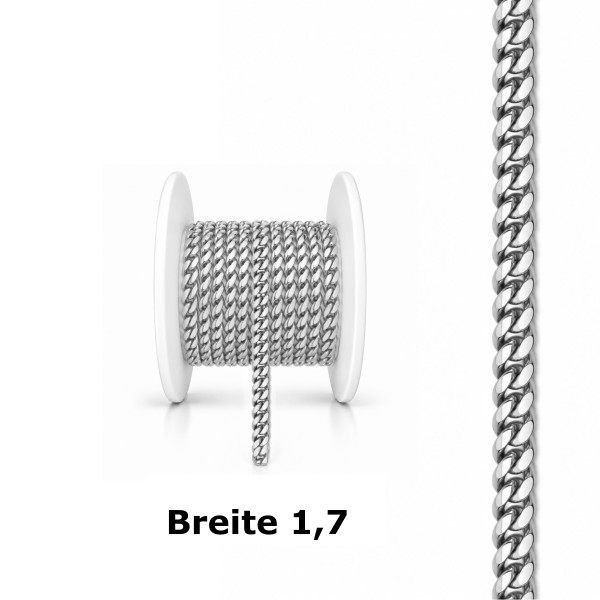 99654SW-100 Panzer-Meterkette 1,7 925/- Silber Weiss