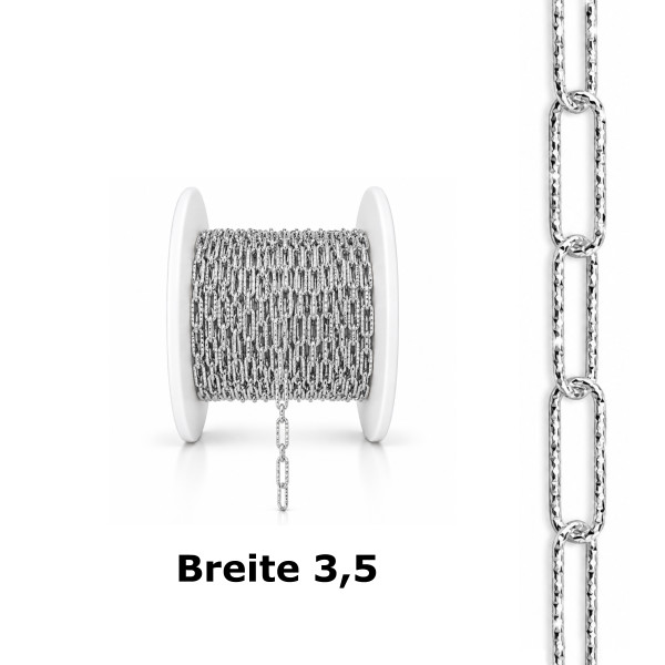 99740SW-100 Paperclip-chain by meter 3,5 925/- SilberWeiss