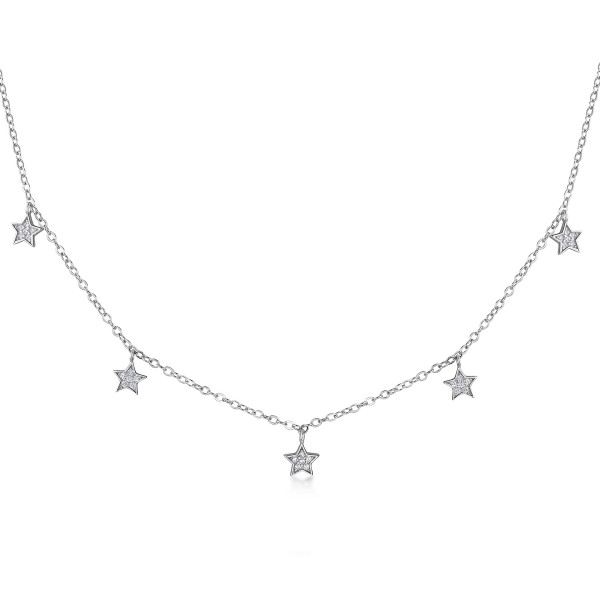 9863co Collier Sterne CZ rhodiniert 925/-