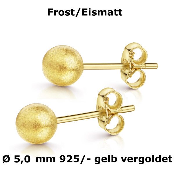 003292-230400--3292VG Kugel-Ohrstecker Frost 5,0 925/- gelb vergoldet