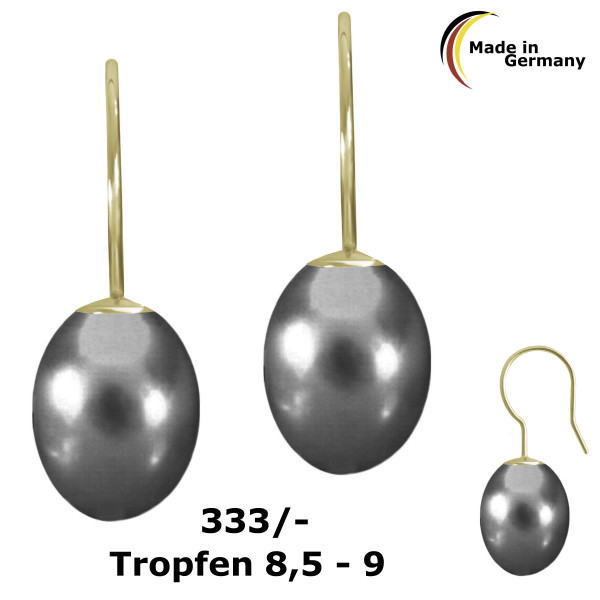 002213-300871--2213Ts Perl- Ohrhaken Tropfen schwarz 8,5-9 333/-