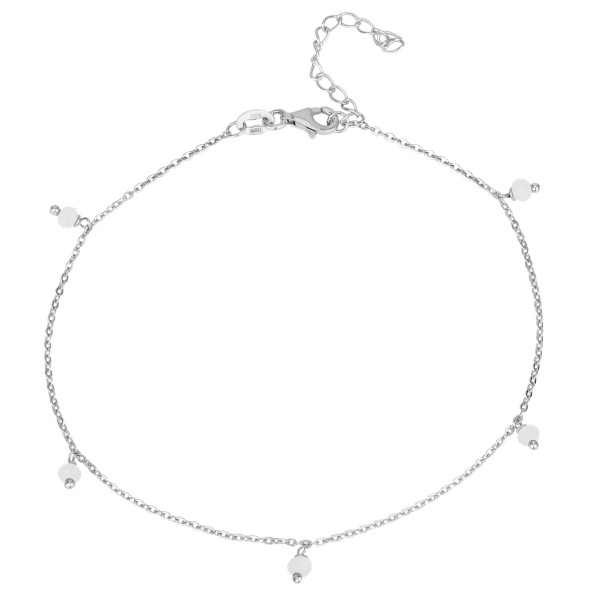 009440-201938-23--9440W-23+4 Fußketten weiss 925/- rhodiniert