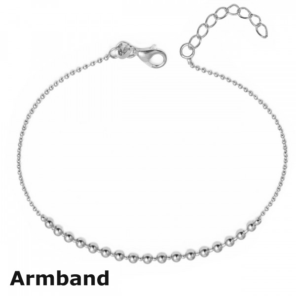 3617RHab-16+3 Armband Kugel 925/- rhodiniert