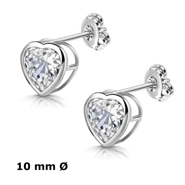 3453 Ohrstecker Herz 10,0 925/- rhodiniert