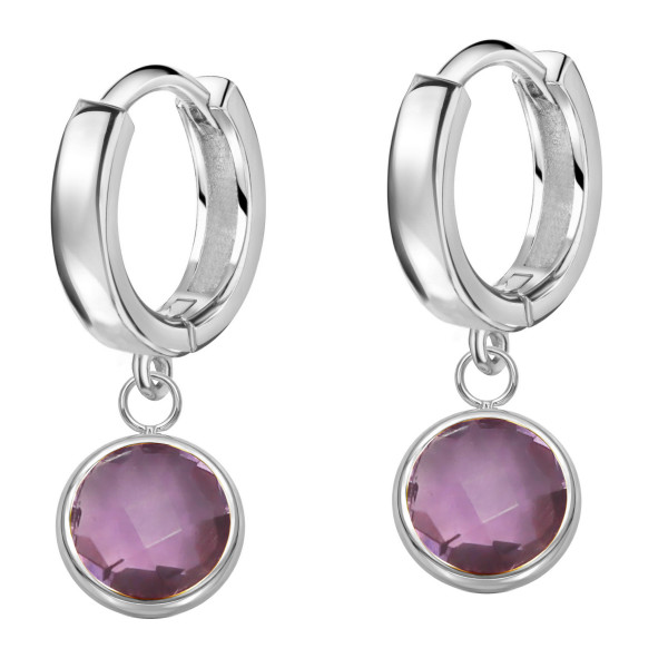 3625RHeAM Creolen echt Amethyst 925/- rhodiniert