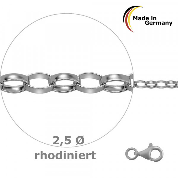9560RH Erbs-Kette oval 2,5 925/- rhodiniert