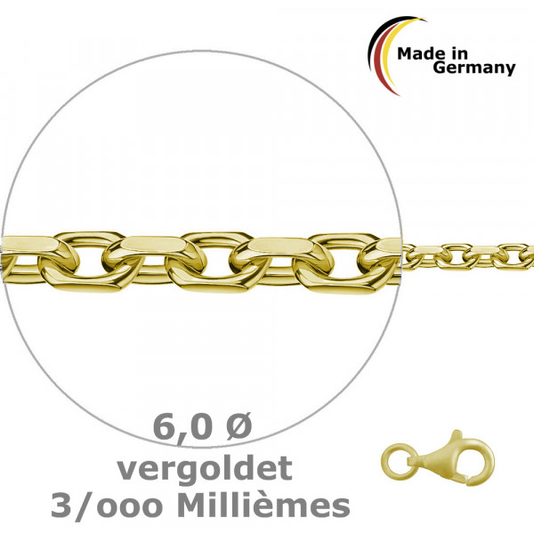 9518VG Anker-Kette diamantiert 6,0 925/- 3/000 vergoldet