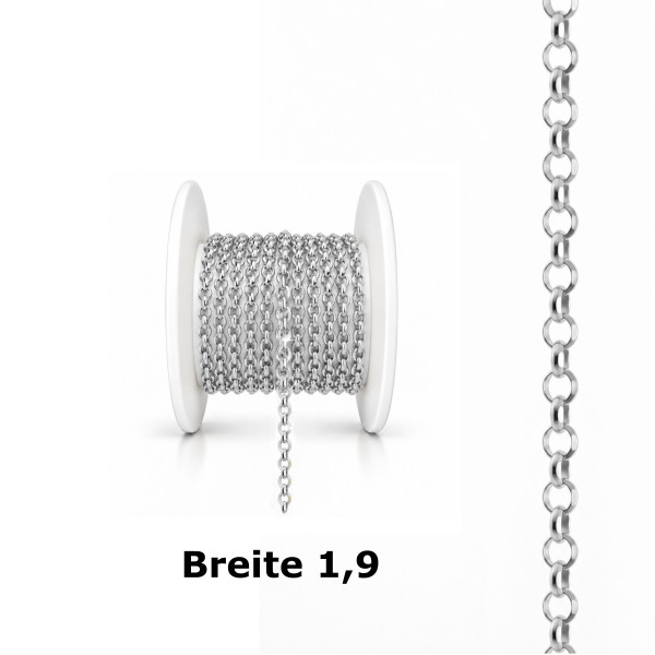 099555-251100-100--99555SW-100 Erbs Dia-Meterkette 1,9 925/- Silber Weiss
