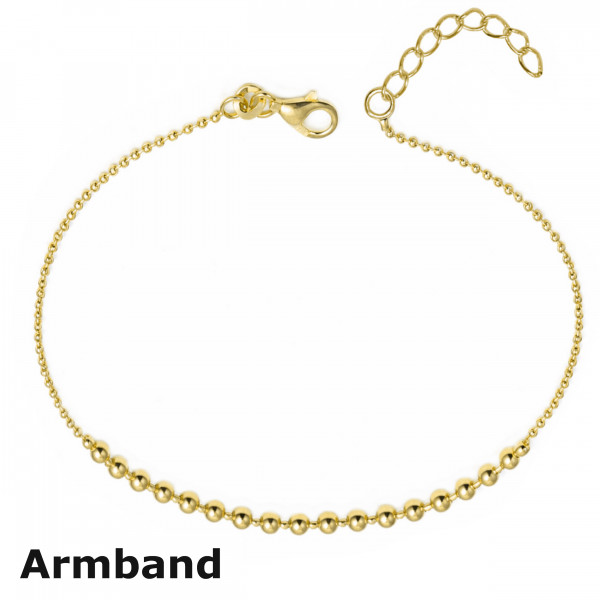 3617VGab-16+3 Armband Kugel 925/- vergoldet