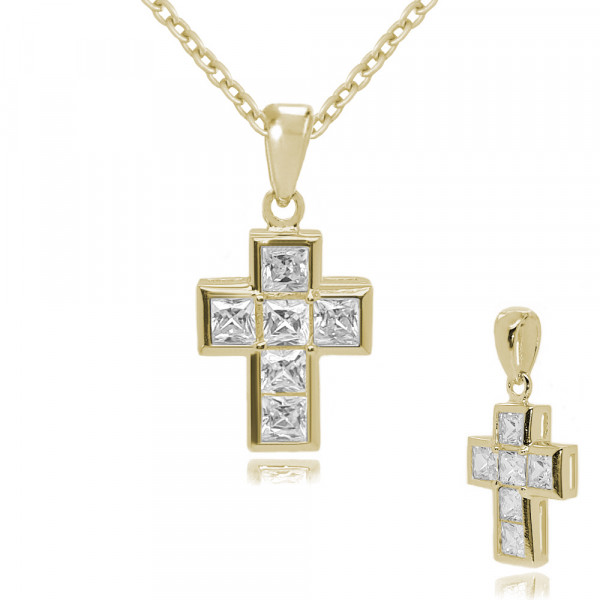 008040-230104--8040VG Anhänger Kreuz CZ 925/- vergoldet