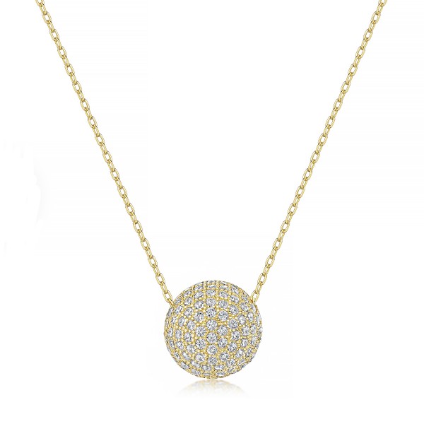 008597-230104--8597-42+3 Collier Kugel CZ 925/- gelb vergoldet
