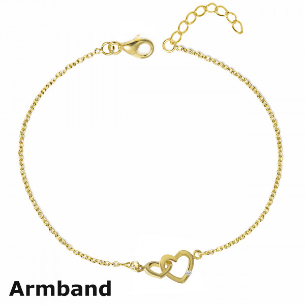 3620VGab-16+3 bracelet hearts CZ 925/-