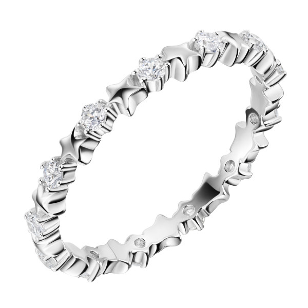 8822RH Ring CZ Sterne 925/- rhodiniert