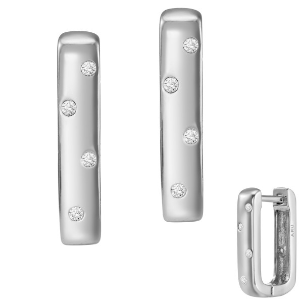 3532 Creolen Rechteck mit CZ 925/- rhodiniert