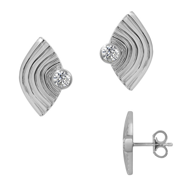 010018-200404--10018RHos Ohrstecker Welle CZ 925/- rhodiniert
